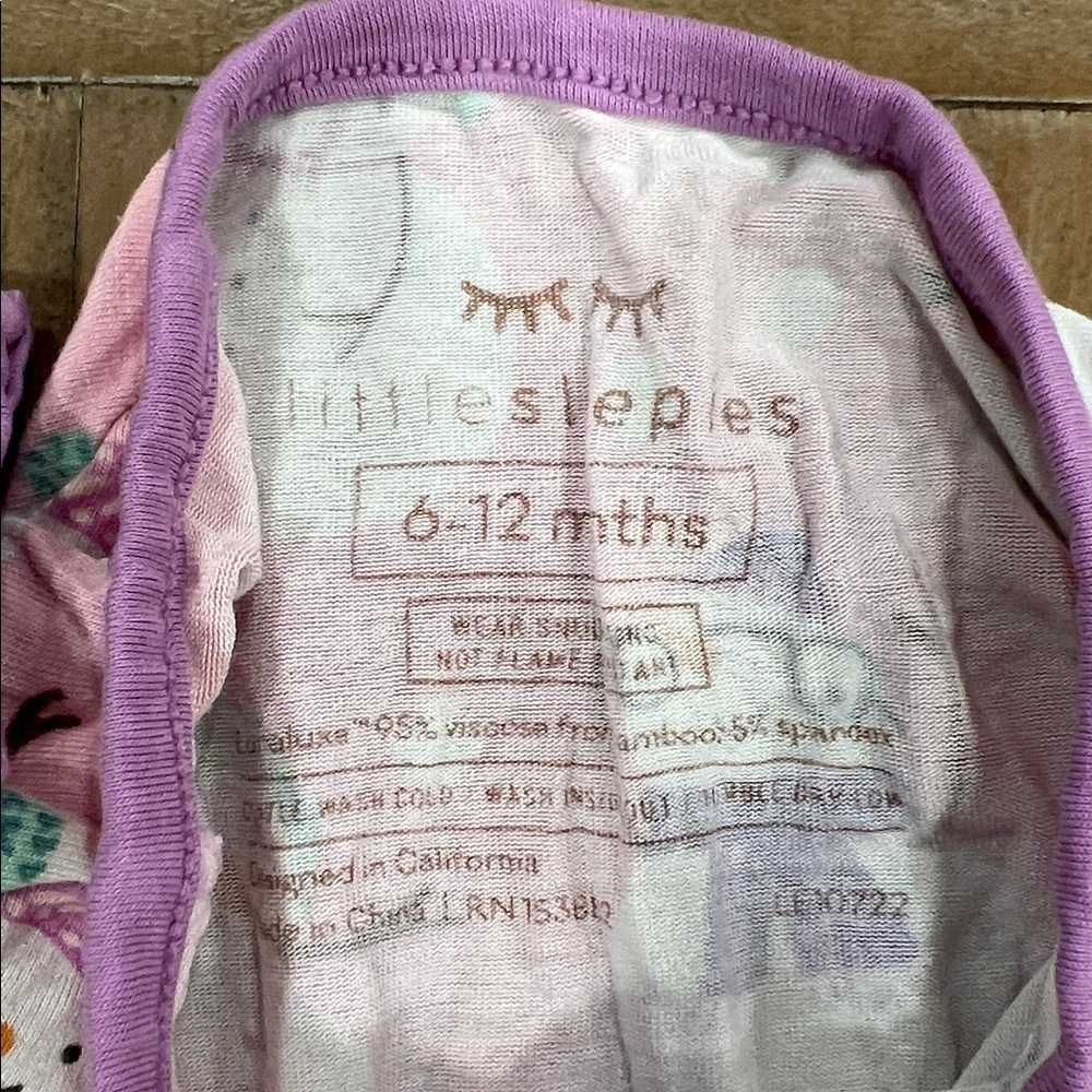 Little Sleepies Pink and Purple Snowman bamboo pajamas 6-12 months - Picture 6 of 7